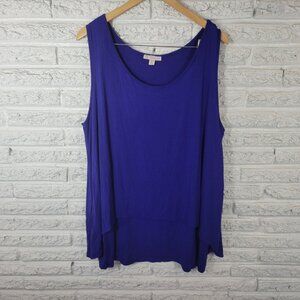Dress Barn Womens Top 3X Plus Tank Tunic Blue Layered Rayon Spandex BLU171E